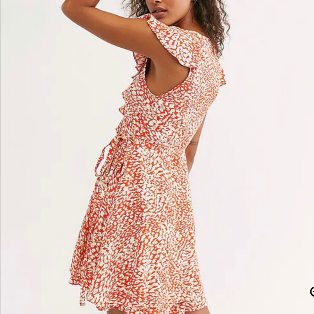 FreePeople orange/red/tan wrap dress - NEW size:m